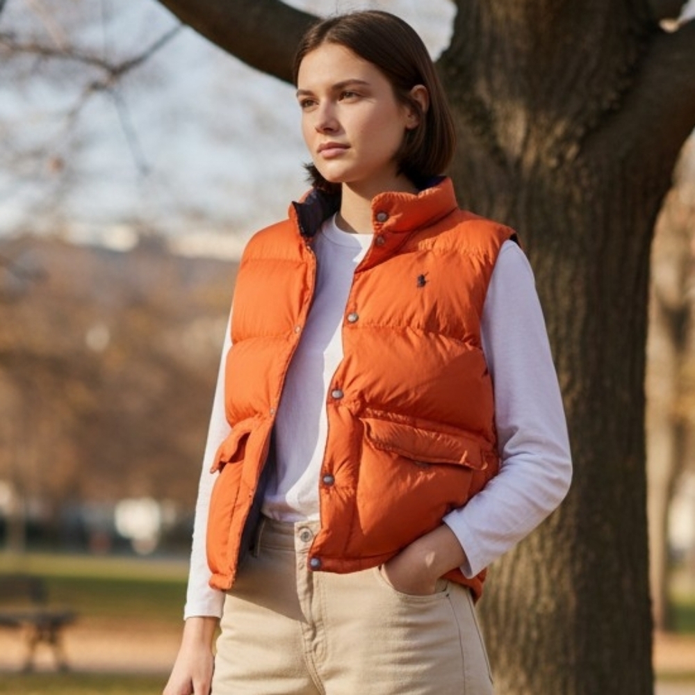 Polo Ralph Lauren Orange/Navy Reversible Puffer Vest